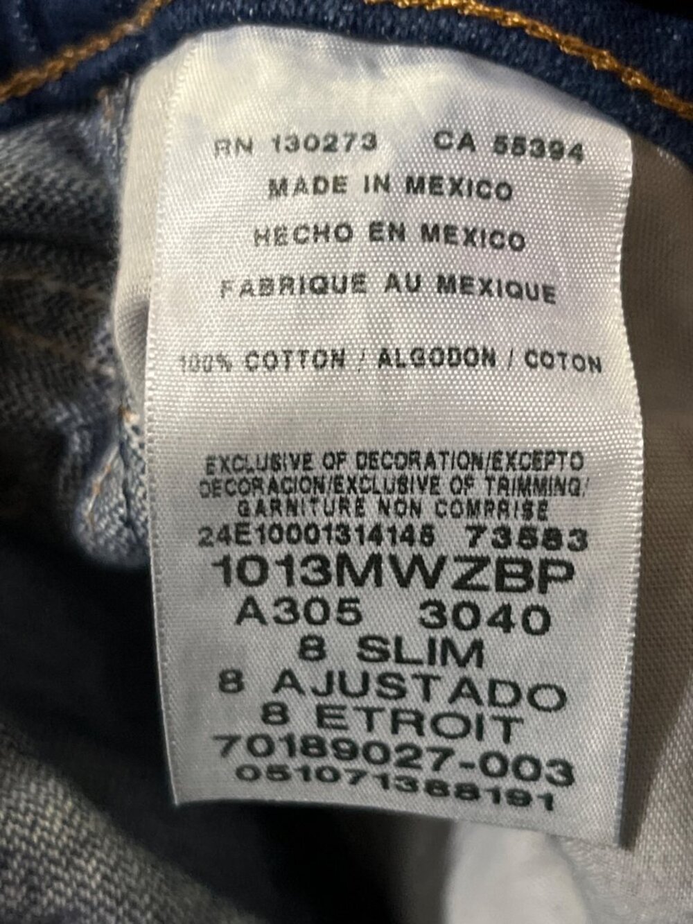 Wrangler Cowboy Cut Jeans Boys 8 Slim Blue Straight Adjustable Waist Denim Used - Picture 9 of 14